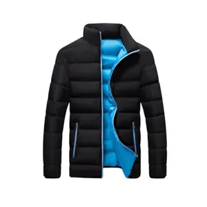 Giacca invernale da uomo spessa imbottita con collo alto cappotto caldo casual blu