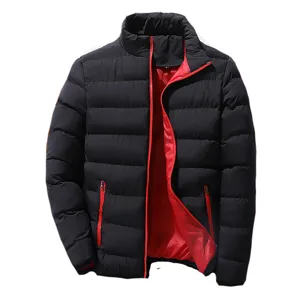 Giacca Imbottita Invernale da Uomo Collo Alto Casual Caldo Cappotto Nero e Rosso