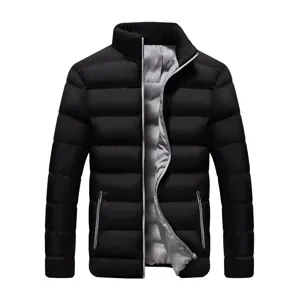 Giacca Imbottita da Uomo Invernale Ispessita Colletto in Piedi Casual Tinta Unita Cerniera Cappotto di Cotone Antivento Caldo Capispalla