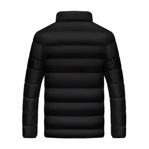 Giacca Imbottita Nera Invernale da Uomo con Collo Alto Cappotto Casual Caldo Caldo