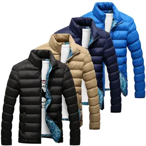 Men winter slim fit stand collar padded jacket warm casual thermal daily outerwear