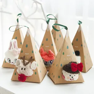 Christmas plush floor socks gift set, cute cartoon animal design warm winter home socks.