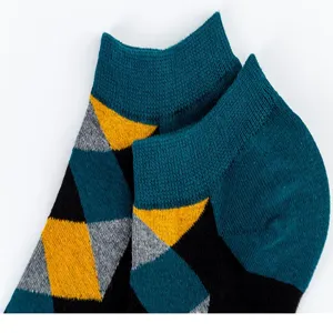 Chaussettes courtes homme motif losange géométrique vue détail coton respirant