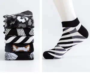 Men breathable cotton casual boat socks comfortable stylish patterned ankle socks for daily wear