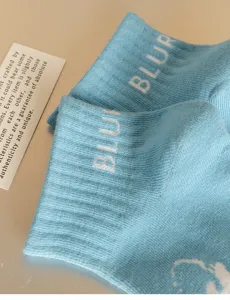 Mens light blue casual short socks cotton breathable sports socks comfortable daily wear streetwear