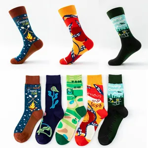 Unisex Fashion Crew Socks Φθινόπωρο Χειμώνας Βαμβάκι Αναπνεύσιμο Χαριτωμένο Cartoon Printed Casual Long Socks Για Άνδρες Και Γυναίκες