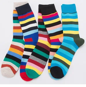 Hombres talla grande calcetines de algodon estilo deportivo casual primavera verano rayas