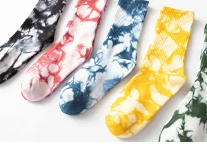 Calzini in cotone tie dye streetwear hip hop colorati eleganti calze lunghe da uomo e donna