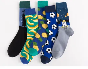 Men's fashion long socks trendy casual crew socks funny printed skate socks for men daily wear