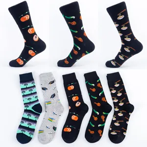 Calze Lunghe in Cotone Casual da Uomo Divertenti Calze Crew Stampate con Fiori di Cartoni Animati Tutte le Stagioni Comode e Traspiranti