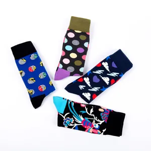 Colorful trendy fashion long socks set for men, casual street style colorful printed cotton socks.