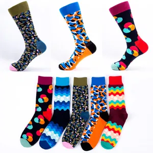 Men's Casual Cotton Blend Long Tube Socks Geometric Wave Leopard Print Sport Crew Socks Comfortable Athletic Fashion Socks