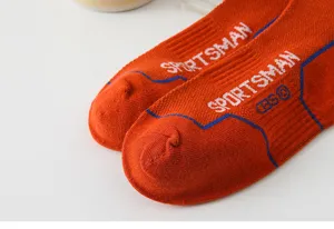 Men breathable orange athletic sports running low cut short socks with stylish logo.