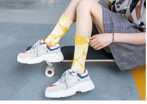 Calze al polpaccio in cotone tie-dye stile streetwear hip-hop moda calzini casual
