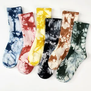 Calze a metà polpaccio Tie-Dye Unisex Cotone Streetwear Hip Hop Pittura ad Inchiostro Moda Casual Sport Assorbente