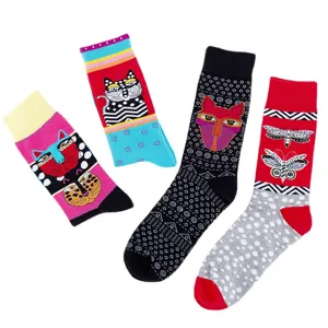 Heren katoen sokken abstract kat vlinder patroon kleurrijk mode casual seizoenen