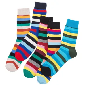 Calcetines casuales a rayas para hombres de algodón cómodo para todas las estaciones vista