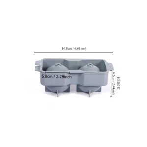 Silicone ice ball mold with lid, 2-cavity whiskey ice sphere maker for kitchen use.