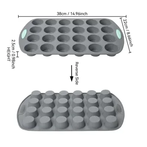 Moule à muffin en silicone 24 cavités gris résistant à la chaleur dimensions 38x22 cm