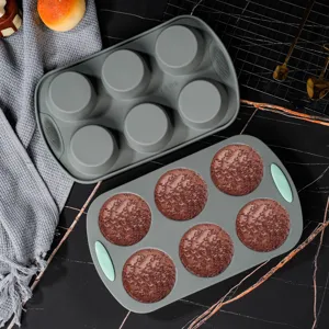 Moule a gateau en silicone 6 tasses antiadherent plaque a muffin ustensile de cuisine DIY.