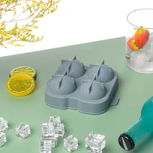 Stampo per sfere di ghiaccio in silicone 4 cavita vassoio per whisky flessibile cucina