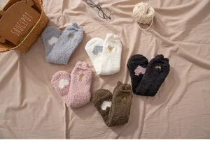 Damen dicke Korallenfleece Bodensocken Winter süße Katzenpfote Plüsch warme Schlafsocken