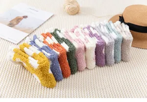 Cozy thick coral fleece fuzzy socks for women winter cute polka dot home sleep socks