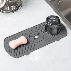 Graue Silikon Armatur Abtropfmatte für Küchenspüle Arbeitsplatte, praktische Matte.