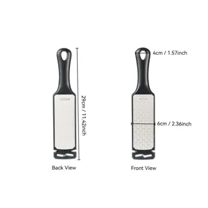 Double-sided diamond knife sharpener with 400 and 1000 grit for kitchen tools and home use.