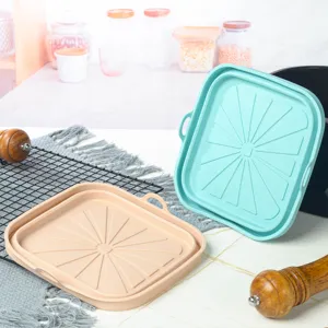 Klappbare quadratische Silikon-Heißluftfritteuse Matte Backform Detailansicht, Küche