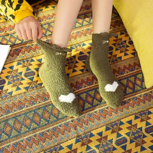 Damen Winter warm flauschige Korallenfleece Socken süße Katzenohren dicke Hausschuhe Socken