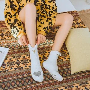 Damen Winter dicke Korallenfleece Bodensocken süße Bär Plüsch Flauschig Schlafsocken