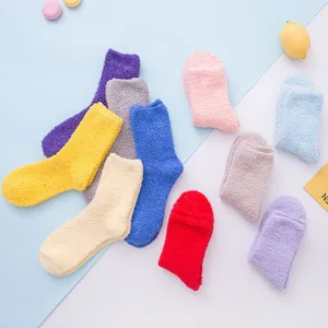 Unifarbene warme Korallenfleece Socken Damen Winter dicke flauschige Schlaf-Bodensocken Set