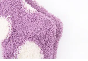 Fluffy fuzzy winter socks for women, thick coral fleece polka dot cozy sleep socks home wear
