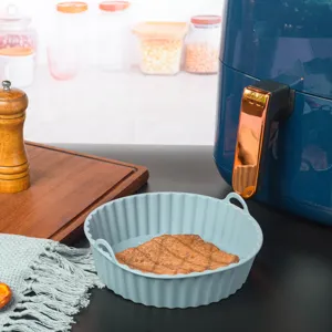 Silikon Heissluftfritteuse Matte rund antihaft Backform hitzebestaendig Kuechenzubehoer