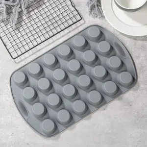 Moule à Gâteau Muffin en Silicone Rond Antiadhésif Plaque de Cuisson Pour Cuisine DIY Pouding Tarte Outil Résistant à la Chaleur Gris