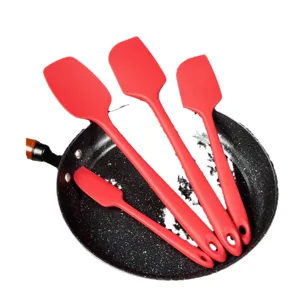 Lot de 4 spatules de cuisson en silicone rouge pour gateaux, creme et confitures