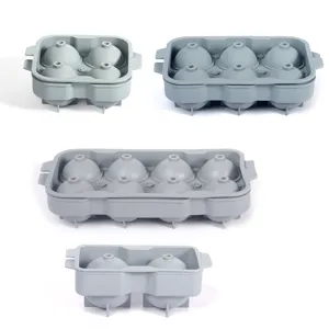 Set stampo per ghiaccio in silicone con coperchio, vassoi flessibili per whisky e bevande, grigio.