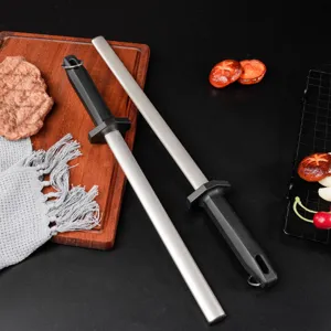 Diamond sharpening rod for kitchen knives, handheld fast sharpener tool for home use.