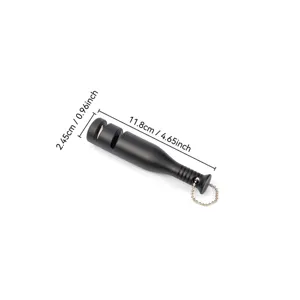 Portable mini knife sharpener detail view, 2-stage kitchen whetstone tool for outdoor use.