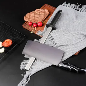 Diamond sharpening rod for kitchen knives, durable handheld tool for fast and easy sharpening.