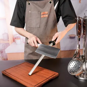 Handheld diamond knife sharpener rod with ergonomic handle for quick kitchen cutlery sharpening tasks
