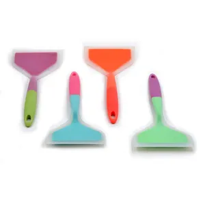 Colorful silicone spatula set, wide-mouth scraper for kitchen cooking, egg and steak turner.