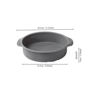 Round silicone cake mold baking pan with handles, non-stick kitchen bakeware tool 28.5cm