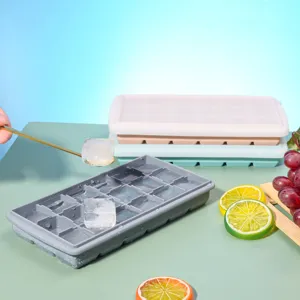 Bac à Glaçons en Silicone Avec Couvercle Fond Souple Démoulage Facile Moule à Glaçons Réutilisable Pour Cuisine à Domicile