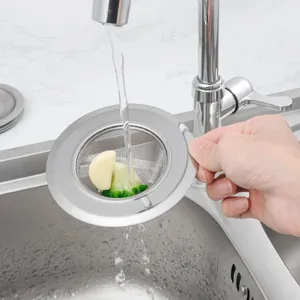 Stainless steel kitchen sink strainer mesh basket detail view for efficient food waste filtering.