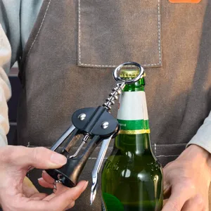 Apribottiglie da vino multifunzionale in acciaio inossidabile con cavatappi ad ali classico per bar e casa