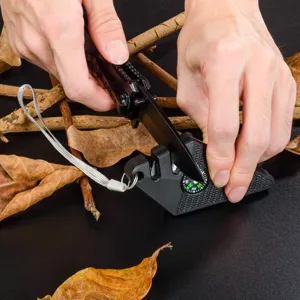 Multifunctional Mini Outdoor Sharpener Ceramic Sharpening Tool With Compass Portable Fishing Hook File For Camping Kitchen
