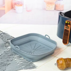 Zusammenklappbare quadratische Silikon Friteuse Einlage Backform fuer Kueche Detail.