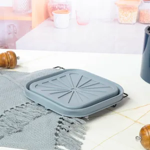 Faltbare quadratische Silikon Heissluftfritteuse Backmatte, hitzebestaendig Kochen Einsatz.